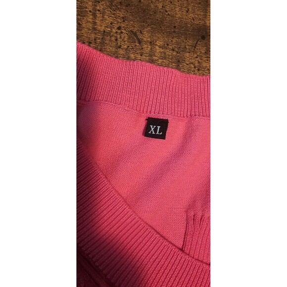 Arach & Cloz Women's Short Sleeve V-Neck Light Textured Sweater Top Pink Size XL - Picture 7 of 11